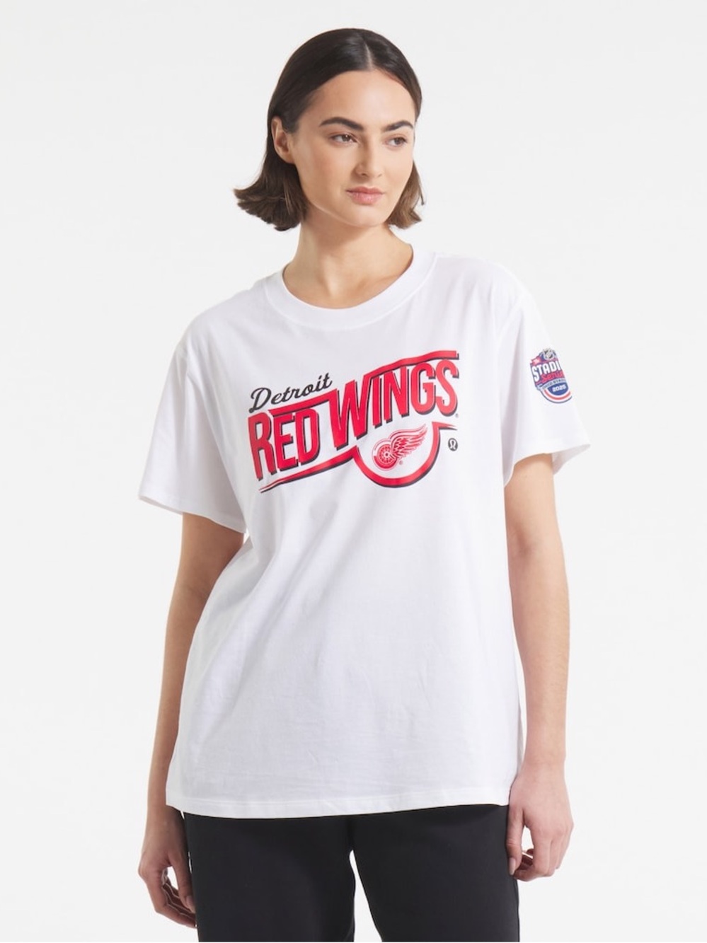 lululemon athletica White Detroit Red Wings Graphic Tee with Red Logo
